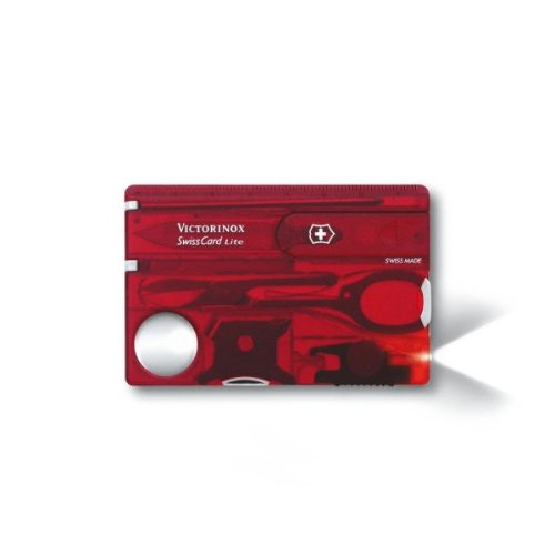 VICTORINOX Swiss Card Classic manikűr készlet, led lámpával, piros