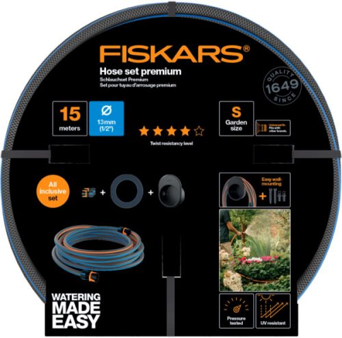 FISKARS Comfort locsolótömlő + tároló szett 13 mm (1/2") 15 m Q4