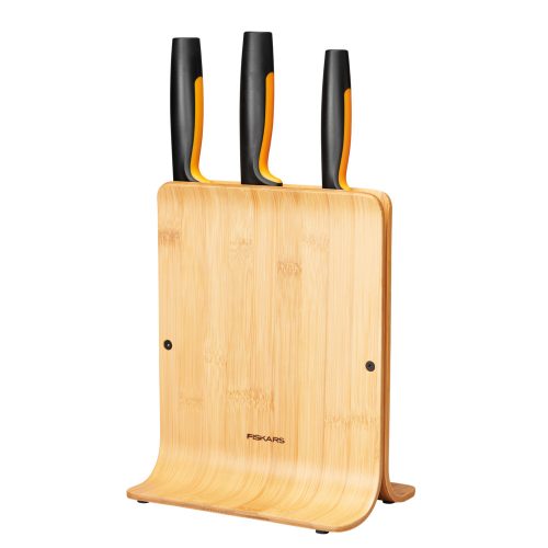 FISKARS Functional Form késkészlet, 3 késsel, bambusz blokkban