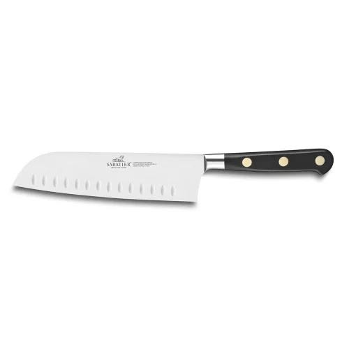 LION SABATIER Ideal Brass Rivets santoku kés, barázdált pengével (18 cm)