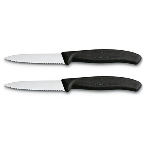 VICTORINOX Swiss Classic hámozókés, recézett pengével (8 cm) 2 részes, fekete