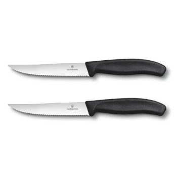   VICTORINOX Swiss Classic steak kés, recézett pengével  (12 cm) 2 részes, fekete