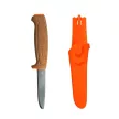 MORAKNIV Floating kés (S) recézett pengével, parafa markolattal, tokkal, narancssárga
