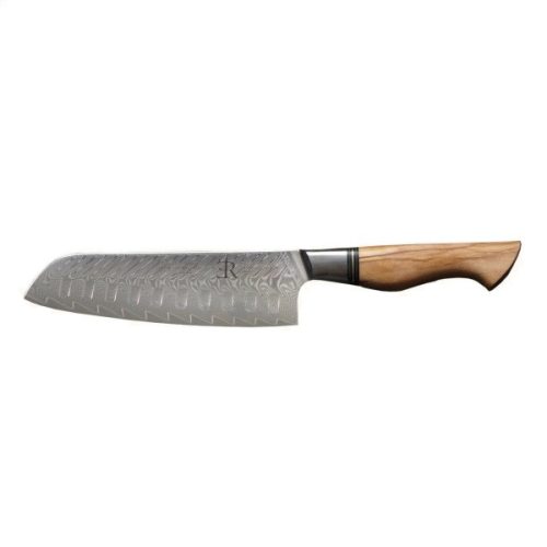 RYDA KNIVES ST650 santoku kés, barázdált pengével (18 cm) damaszkuszi acél